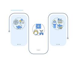 Air traffic control services rectangle infographic . Radar technology, monitoring. Data visualization with 3 steps. Editable rectangular options chart vector