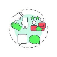 Think and work holistically multi color concept icon. Teamwork assistance, support. Round shape line illustration. Abstract idea. Graphic design. Easy to use in blog post, presentation vector