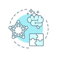 Multidisciplinary team soft blue concept icon. Brainstorm, teamwork. Creative thinking. Round shape line illustration. Abstract idea. Graphic design. Easy to use in infographic, presentation vector