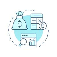 Cost benefit analysis soft blue concept icon. Expenses calculation, statistical metrics. Round shape line illustration. Abstract idea. Graphic design. Easy to use in infographic, presentation vector
