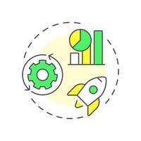 Value streams and processes multi color concept icon. Statistical metrics. Efficiency, productivity. Round shape line illustration. Abstract idea. Graphic design. Easy to use in blog post vector