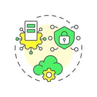 Information and technology multi color concept icon. Cloud infrastructure. Dataservers, database. Cyber security. Round shape line illustration. Abstract idea. Graphic design. Easy to use vector