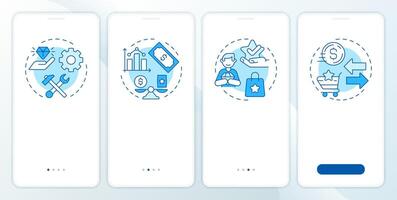 Service value types onboarding mobile app screen. Customer satisfaction. Walkthrough 5 steps editable graphic instructions with linear concepts. UI, UX, GUI vector