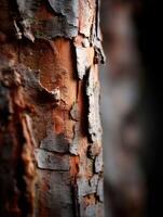 Close-up view of textured tree bark in natural light photo