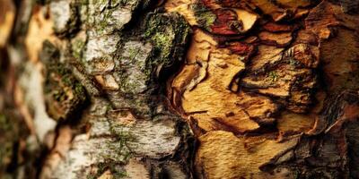 Close-up view of diverse tree bark textures in natural setting photo