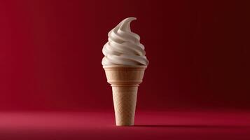 Soft serve ice cream cone against a red background photo
