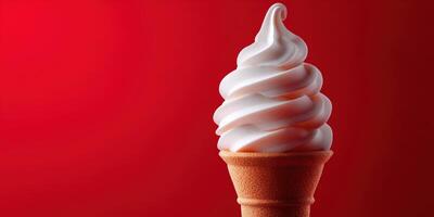 Delicious swirled soft serve ice cream in a cone photo