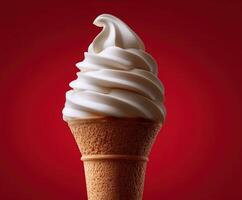 Delicious swirl of soft serve ice cream in a cone photo