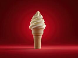An ice cream cone on a red background photo