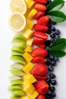 Fresh fruit arrangement featuring vibrant colors and textures photo