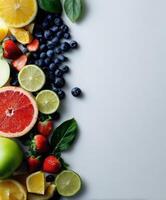 Fresh fruit composition with vibrant colors and textures photo