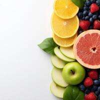 Fresh fruit arrangement showcasing vibrant colors and textures photo