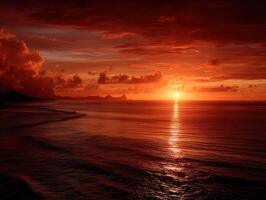 Breathtaking sunset over tranquil ocean waters at dusk photo