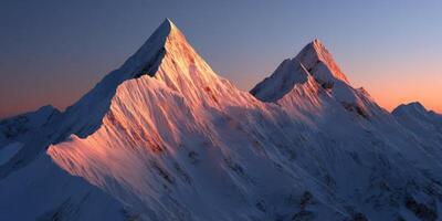 Majestic sunrise over snow-capped mountains in the wilderness photo