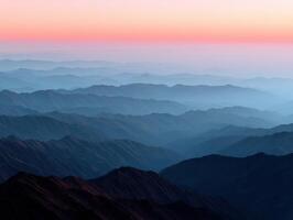 Majestic mountain range at dawn with vibrant colors photo