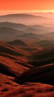Sunset over rolling hills creating a serene landscape photo