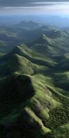 Lush green hills with rolling contours in daylight hours photo