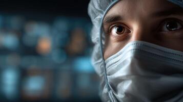 Healthcare worker in gear dedicated to patient care photo
