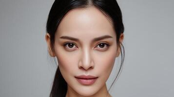 Stunning portrait of a woman with a serene expression photo