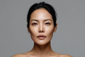 Natural beauty posing against a neutral backdrop photo