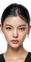 A model displays her defined facial features and natural beauty photo