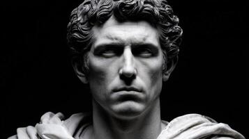 Stoic marble sculpture showcasing determination and strength in artistry photo