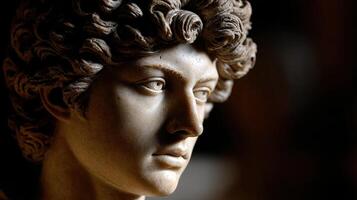 Ethereal stoic portrait of a young figure showcasing intricate details photo