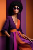 Striking fashion display with vibrant colors at a modern art location photo