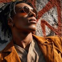 A man with dreadlocks and sunglasses photo