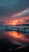 Stunning sunset reflection on water showcasing vibrant colors in the sky photo