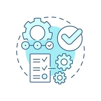 Sequential workflow soft blue concept icon. Task management. Checklist, compliance. Round shape line illustration. Abstract idea. Graphic design. Easy to use in advertising, marketing vector