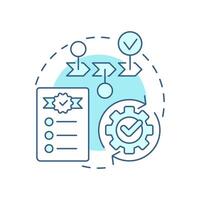 Process workflow soft blue concept icon. Project management, tasks organization. Round shape line illustration. Abstract idea. Graphic design. Easy to use in advertising, marketing vector