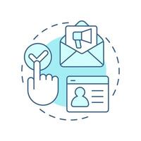 Opt in consent soft blue concept icon. Active steps to agree for user data collection permission. Information. Round shape line illustration. Abstract idea. Graphic design. Easy to use in article vector