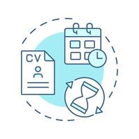 Time to fill soft blue concept icon. Closing important positions period. Hiring metric. HR management. Round shape line illustration. Abstract idea. Graphic design. Easy to use blog post vector