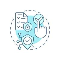 Ethical data practices soft blue concept icon. Asking for permission. Benefit of consent management. Round shape line illustration. Abstract idea. Graphic design. Easy to use in article vector