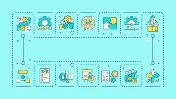 Workflow cyan word concept. Process map. Efficiency management. Teamwork organization. Typography banner. Illustrationwith title text, editable icons color vector