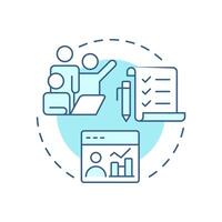 Analyze current workforce soft blue concept icon. Existing employee base collection. Recruitment forecasting. Round shape line illustration. Abstract idea. Graphic design. Easy to use blog post vector