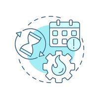Overshooting deadlines soft blue concept icon. Time management, schedule. Business work, startup. Round shape line illustration. Abstract idea. Graphic design. Easy to use in advertising vector