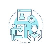 User rights protection soft blue concept icon. Controlling data collection. Benefit of consent management. Round shape line illustration. Abstract idea. Graphic design. Easy to use in article vector