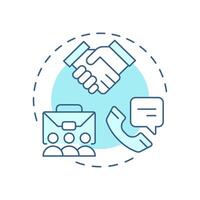 Offer acceptance rate soft blue concept icon. Optimizing recruitment resources. Hiring metric analytics. Round shape line illustration. Abstract idea. Graphic design. Easy to use blog post vector