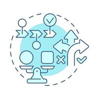 Decisions soft blue concept icon. Problem solving, responsibility. Business work, corporate. Round shape line illustration. Abstract idea. Graphic design. Easy to use in advertising, marketing vector