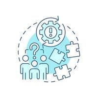 Inadequate collaboration soft blue concept icon. Teamwork, partnership. Problem solving. Round shape line illustration. Abstract idea. Graphic design. Easy to use in advertising, marketing vector