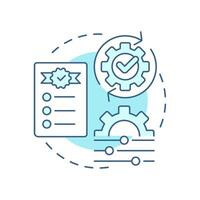 Rules driven workflow soft blue concept icon. Checklist compliance, regulation. Product quality. Round shape line illustration. Abstract idea. Graphic design. Easy to use in advertising, marketing vector
