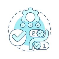 Tasks soft blue concept icon. Process map, technology. Productivity, performance. Round shape line illustration. Abstract idea. Graphic design. Easy to use in advertising, marketing vector