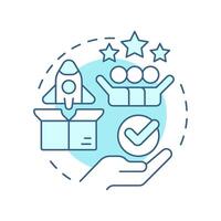 Output soft blue concept icon. Customer review, experience. Product quality, service. Round shape line illustration. Abstract idea. Graphic design. Easy to use in advertising, marketing vector