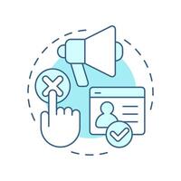 Opt out consent soft blue concept icon. Decline personal data collection. Changing settings of website cookies. Round shape line illustration. Abstract idea. Graphic design. Easy to use in article vector