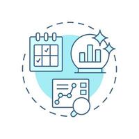 Considering future needs soft blue concept icon. Predicting necessary talent and skill. Workforce forecasting. Round shape line illustration. Abstract idea. Graphic design. Easy to use blog post vector