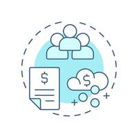 Revenue per employee soft blue concept icon. Analyzing workforce efficiency. Performance and engagement. Round shape line illustration. Abstract idea. Graphic design. Easy to use blog post vector