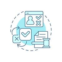 Compliance with regulations soft blue concept icon. Global data privacy laws. Benefit of consent management. Round shape line illustration. Abstract idea. Graphic design. Easy to use in article vector