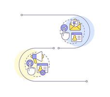Consent models infographic vertical sequence. Information access. Digital privacy protection. Visualization infochart with 2 steps. Circles workflow vector
